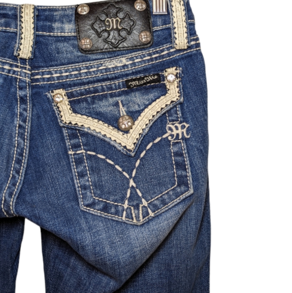 Womens Blue Embroidered Bootcut Jeans - 7 For All Mankind Style - Picture 8 of 15